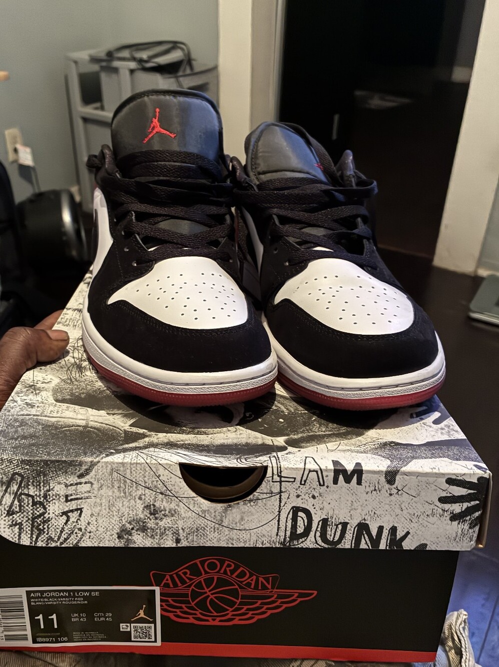 Jordan 1 Low Black/White/Red Men's Sneakers